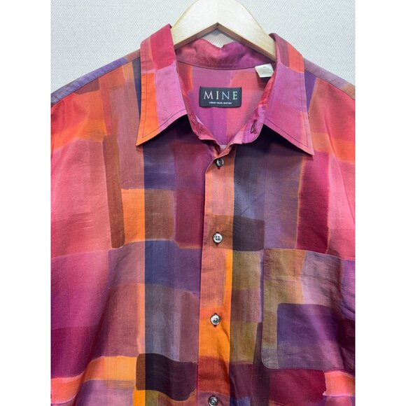 Mine Women's Button Down Shirt Long Sleeve Size XL Multicolor Plaid Lightweight - Picture 6 of 10